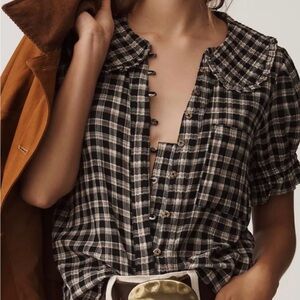 Pilcro by Anthropologie Keira Plaid Button-Up Top
